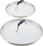 Anolon Advanced Home Glass Lids, Stainless Steel and Silicone Handles, 2 Piece, 10 Inch and 12 Inch Lid Set, Onyx