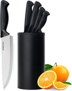 Knife Set, 6-Piece Kitchen Knife Set, German High Carbon Stainless Steel, Durable & Easy Clean Knife Block, Black