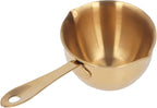 Stainless Steel Butter Warmer, Saucepan Chocolate Milk Butter Melting Pot Small Sauce Pan with Pour Spouts Cooking Pot for Hot Oil Soup Coffee Tea Warming (Gold)