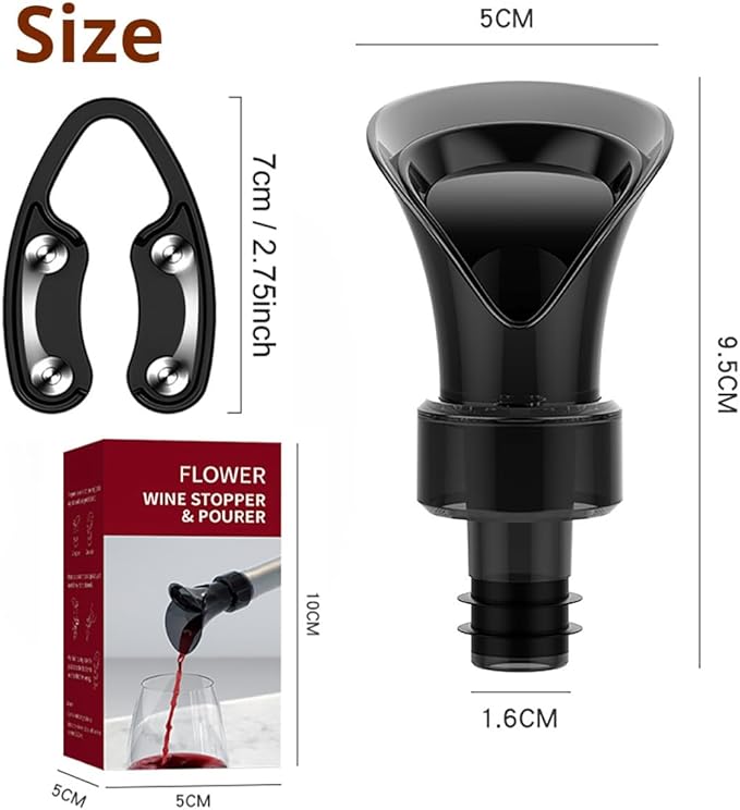 2-Pack Wine Aerator Pourer Spout With 2 Pack Wine Foil Cutter Tool, 2-in-1 Aerator Wine Pourer Wine Stopper, No Drip and No Spill Aerator for Wine Lovers, Gift Box Included - Black