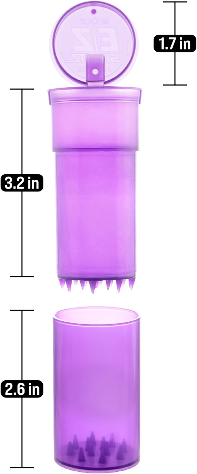 EZSPLITZ Cap & Crusher - 2-in-1 Herb Grinder with Extra Large Storage (Purple)
