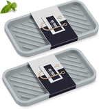 EG-SIPRO Kitchen Sink Organizer Tray,Sponge Holder for Kitchen Sink Bathroom Counter Tray Sponge Caddy Silicone Soap Holder for Soap Dispenser, Bottle, Dishwashing Accessories(2-Pack)