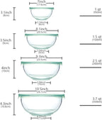 Luvan Glass Mixing Bowl with Airtight Lids, (1QT, 1.5QT, 2.5QT, 3.7QT), 8-piece Kitchen Salad Bowls Clear Nesting Big Cooking Bowl, Microwave Oven Safe for Meal Prep,storage,Baking,Serving