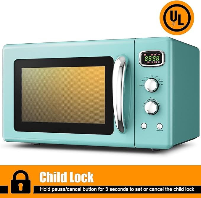 MAT EXPERT 0.9 Cu.ft Microwave Countertop, Digital Timing & 5 Micro Power, 25L Small Microwave w/Glass Turntable & 6 Preset Buttons, Delayed Start Function, 900W Mini Microwave w/Child Lock