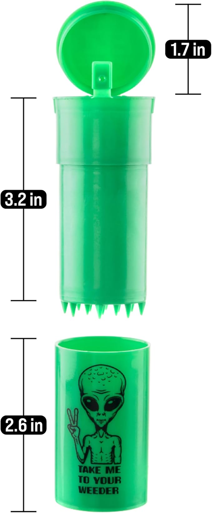 EZ SPLITZ Cap & Crusher - 2-in-1 Herb Grinder with Extra Large Storage - Pop Art Edition (Green)