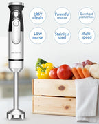Amateys Immersion Blender Handheld,700W Hand Mixer Infinitely Variable Speeds,Multi-function Stainless Steel Stick Electric Kitchen Smoothie Blender with Detachable Whisk, Milk Frother,for Soup Puree