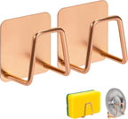 2 Pcs Sponges Holder Sink Caddy for Kitchen Accessories,No Drilling.Stainless Steel Rust Proof Waterproof.Versatile Kitchen Organizer Suitable of Hang Dish Sponge,Dishcloth,Brush.Rose Gold