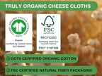 Organic Cheese Cloths, GOTS Certified, Grade 100, 36x36Inch, Reusable Cheese Cloth with Closed Edges Fabric Fine Mesh Cloth, Unbleached Cotton Muslin Cheesecloth for Straining,Cooking,Crafts - 9 Sq.Ft