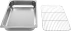 DYNAMI Stainless Steel Baking Pan with Cooling Rack,21x13.2x2.5in Stainless Steel Deep Roasting Pan with Grill,Rectangular Large Bakeware Multipurpose Cooking Sheet Pan