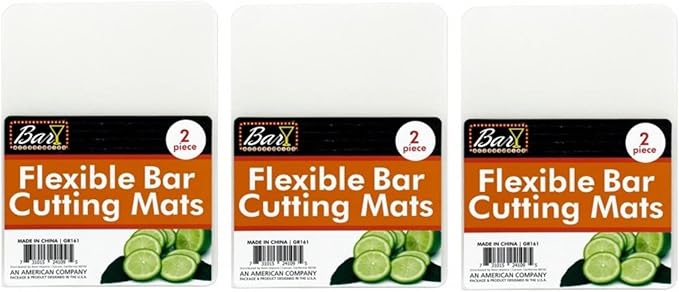 Handy Housewares 2 Piece 5.75" x 6.75" Flexible Transparent Plastic Bar Cutting Mat - Perfect for Slicing Limes and Cocktail Ingredients (3 Sets (6 Boards))