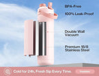 POWCAN 26 oz Insulated Water Bottle with 2-in-1 Straw and Spout Lid, Keep Cold 24H, Leak-Proof, Fits in Car Cup Holder, Stainless Steel Water Bottle for Sports, Travel, Gift and School (Kiss Me Berry)