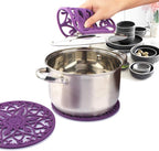 ME.FAN Trivets for Dishes/Pots/Pans, 3 Pcs Silicone Mats, Flexible/Durable/Non Slip Hot Pads to Protect Table and Counter Top (Purple)
