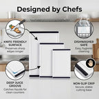 Thirteen Chefs Non Slip Cutting Board 3 Pack Set for Kitchens with Groove - BPA Free and Dishwasher Safe with 16, 12 and 10 Inch Sizes