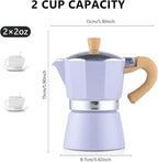 Bincoo Cute Espresso Maker Stovetop - Small Moka Pot 2 Espresso Cups/120ML,Espresso Pot Italian Coffee Maker for Home Camping Cafe Office (Purple)