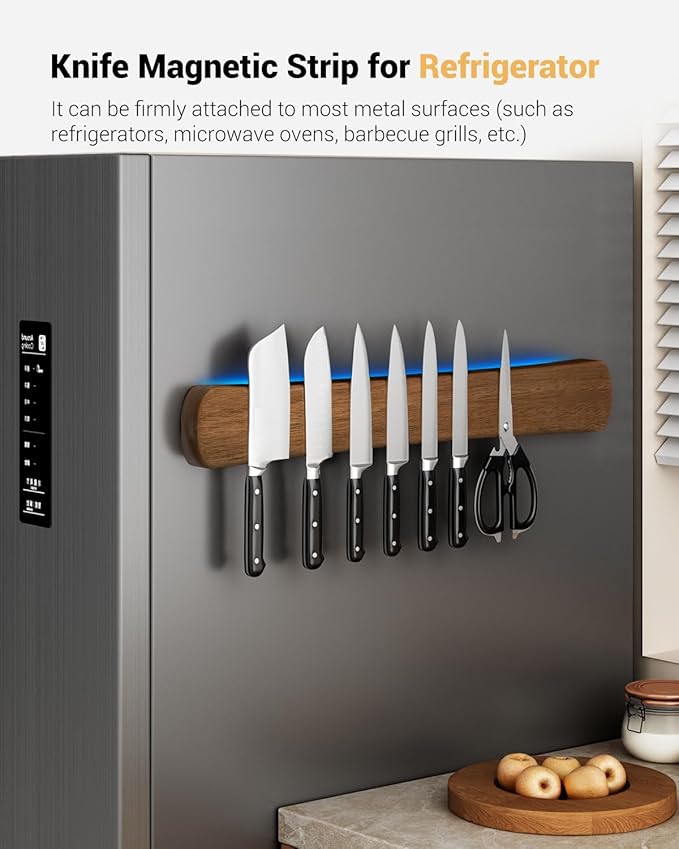 Swaitee Magnetic Knife Holder for Wall, 24 Inch Extra Large Wood Knife Strip with Strong Magnetism, Space Saver Organizer for Farmhouse/Restaurant Kitchen, Housewarming Gifts