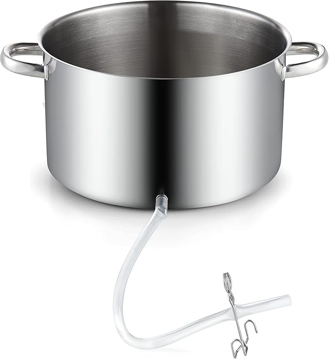 Cook N Home Basics Canning Juice Steamer Extractor With water/cooking pan, juice pan, strainer/loading pan, lid, and hose with clamp , 11-Quart, Mirror Satin, Stainless Steel