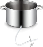 Cook N Home Basics Canning Juice Steamer Extractor With water/cooking pan, juice pan, strainer/loading pan, lid, and hose with clamp , 11-Quart, Mirror Satin, Stainless Steel