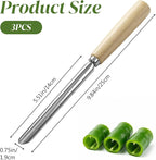 3 Pack Zucchini Vegetable Corer Tool 10" Stainless Steel Rust Resistant Fruit & Veggie Corers Stem Remover Kitchen Gadgets Coring Tool with Wood Handle for Apples, Eggplant, Hollow out for Stuffing