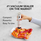 Chef Preserve Compact Vacuum Sealer for Food (Vacuum Sealer Machine + 10 Reusable Vacuum Bags) Powerful Handheld Vacuum Sealer Machine, Seal Meal Saver, Portable Food Sealer