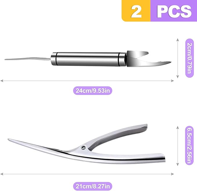 2 Pack Stainless Steel Shrimp Deveiner and Peeler Tool Multifunction Seafood Cleaning Knife for Quick Shelling Deveining Deshelling Professional Prawn Cleaner for Home Kitchen