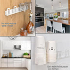 BAIEUEJO 2pcs Cup Holder Wall-Mounted Mug Hook Coffee Cups Holder no Drilling Coffee Mug Rack with 4 Cup Holders Rack for Kitchen/Living Room/Office (White)