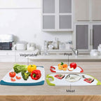 Cutting Boards for Kitchen, Plastic Chopping Board Set of 4 with Non-Slip Feet and Deep Drip Juice Groove, Easy Grip Handle, Dishwasher Safe