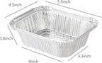 Waytiffer 5.5" x 4.5"(100Pack) Disposable Takeout Pans with Clear Lids | 1lb Capacity Aluminum Foil Food Drip Containers/Meal Prep Freezer Drip Pans BBQ Potluck Holidays