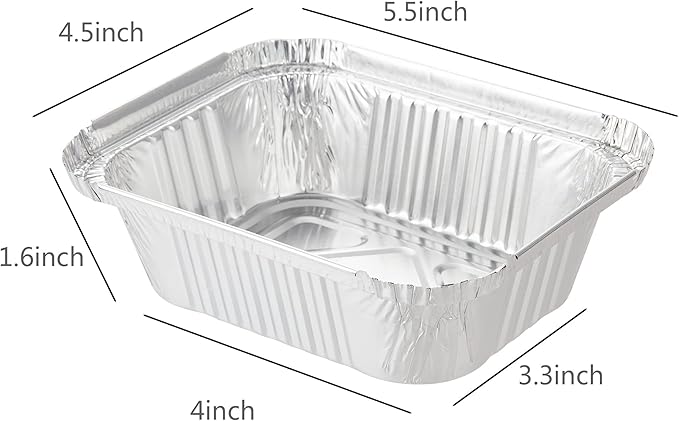 Waytiffer Aluminum Foil Pan 5.5" x 4.5" (50 Pack) Disposable Cookware with Lids/Aluminum Foil Food Containers/Meal Prep Freezer Drip Pans BBQ Potluck Holidays Silver