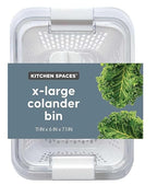 Kitchen Spaces Colander Bin, Produce Saver, Fridge Organizer With Lid, Wash, Strain and Store, Great for Refrigerator, Freezer and Pantry, X-Large, White, Pack of 1