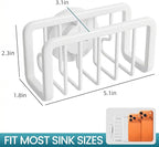 TAILI Sponge Holder for Kitchen Sink with Strong Suction Cup, Rustproof Aluminum Sink Caddy for Sponges, Removable Sponge Holder, Dish Brush for Scraper - White