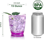 Set of 6 Hammered Style 15-ounce/430ml Acrylic Glasses Plastic Tumbler,BPA Free,Dishwasher Safe (Purple)
