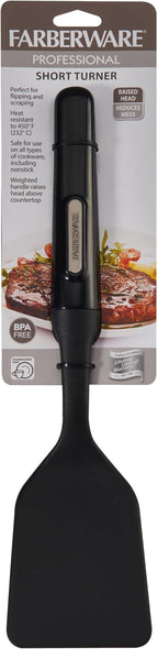 Farberware Professional Heat Resistant Nylon Short Turner-Safe for Non-Stick Cookware, One Size, Black