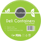 DuraHome - Deli food Storage Containers with Lids 32 oz, Quart Pack of 24 Leak-proof Freezer Safe Microwaveable Soup Storage Container - Clear Plastic Premium Quality