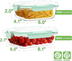 10 Pack Borosilicate Glass Meal Prep Containers with Locking Lids, Glass Food Storage Containers Set, Airtight Lunch Bento Boxes, BPA-Free & Leak Proof, 36oz & 14oz, Freezer, Oven Safe-Blue