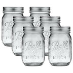 Ball Regular Mouth Glass Mason Jars with Lids and Bands, Used for Canning (Pint, 16 Ounce (Pack of 6))