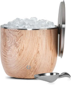 Snowfox XL - Insulated Ice Bucket with Lid/Scoops, Premium Vacuum Insulated Stainless Steel Ice Buckets for Parties, Ice Box, Home Bar Accessories, Parties Supplies, Bar Decor, 7L, Natural Teak