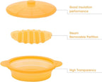 Microwave Steamer Cooker Collapsible Bowl-Silicone Steamer Cookware with Handle Lid for Vegetables Fish Prep Meal Food with Removable Rack BPA Free, Easy to Store, Freezer & Dishwasher Safe, Orange