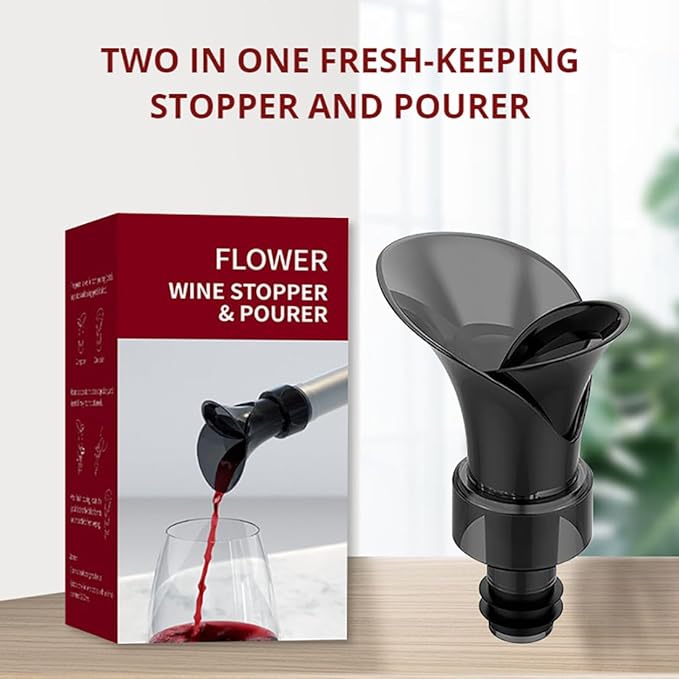 2-Pack Wine Aerator Pourer Spout With 2 Pack Wine Foil Cutter Tool, 2-in-1 Aerator Wine Pourer Wine Stopper, No Drip and No Spill Aerator for Wine Lovers, Gift Box Included - Black