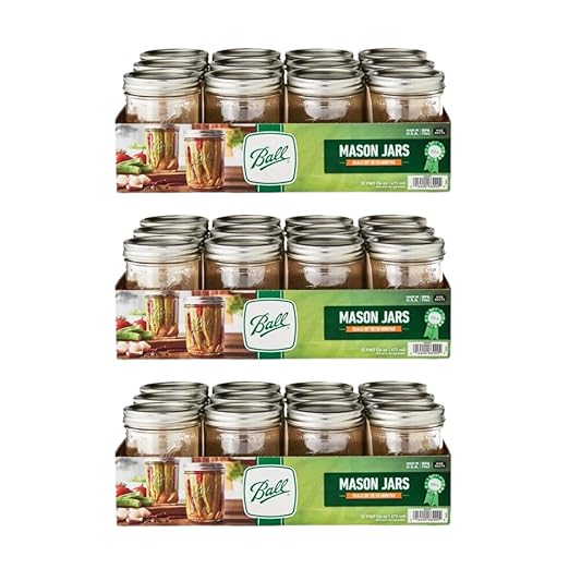 Ball Wide Mouth Glass Mason Jars with Lids and Bands, Used for Canning, Pickling, Juice, Jam, Jelly, Pint Size 16 Ounce (Pack of 36)