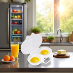 2Pcs White Egg Poacher, Microwave Egg Boiler Poacher, 2 Cavity Nonstick Poached Egg Maker With Lid, Egg Poacher Microwave Egg Cooker, Double Drain Poached Egg Cups Cookware（13 * 5cm）