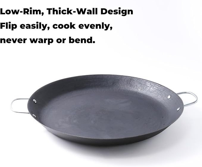 16 Inch Cast Iron Comal Redondo para Tortillas Grande – Large Round Heavy-Duty Griddle Pan with Dual Handles for Mexican Cooking, Quesadillas, Tlayudas, and Outdoor Grill Use