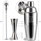 24oz Cocktail Shaker Set with 1 oz 2oz Jigger - Monogramm Initials Martini Shaker Set - 304 Stainless Steel Bar Shaker for Margarita,Mojito-Personalized Gift for Friend,Husband-W