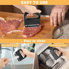 Meat Tenderizer Tool, Stainless Steel Meat Tenderizer With 48 Ultra Sharp Needle Blades, Cooking Gadget for Chicken, Steak, Veal, Pork, BBQ(COLOR:Black)