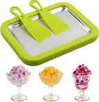 Rolled Ice Cream Maker, New Homemade Ice Cream Roller Maker, Instant Ice Cream Maker, DIY Fun Family Activity Rolled Ice Cream Tray for Yogurt, Sorbetand and Gelatod with 2 Scrapers(Green)