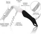 Wine Key - Heavy Duty Waiter Corkscrew, Premium 420 Stainless Steel Compact Wine Opener with Double Hinged, Foil Cutter and Bottle Opener, Gifts for Servers, Sommelier, Bartenders - Black