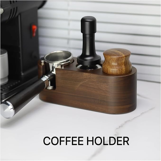 Walnut Wood Coffee Filter Holder, Espresso Tamper Mat Stand, Coffee Maker Support Base Rack, Barista Accessories(Equipped with motor handle)