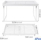 NiHome 4-Pack Stackable Plastic Kitchen Storage Shelf Foldable Rack - White Kitchen Cabinet Organizer and Storage Shelves Stackable Expandable Storage Racks for Counter Cabinet Pantry
