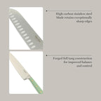 Martha Stewart 16-Piece Lockton High Carbon Stainless Steel Knife Block Set - Forged Full Tang Chef Knives, Acacia Wood Block, Triple Riveted Handles, Sage Green & Gold