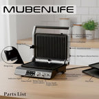 Panini Press,4 Slices Contact Grill with Removable Non-Stick Coated Grill and Flat Plates,Panini Makers with Temperature Control and Timer,Open 180 Degrees,Grill and Griddle (Silver with digital)