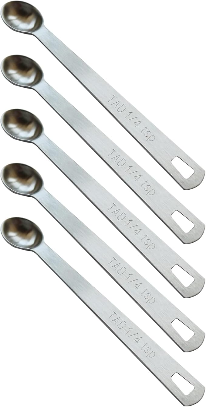 5PCS 1/4 Teaspoon(1/4tsp, 1.25 ml, Tad) Single Tiny Measuring Spoon, Small Individual Stainless Steel Measure Spoons Only